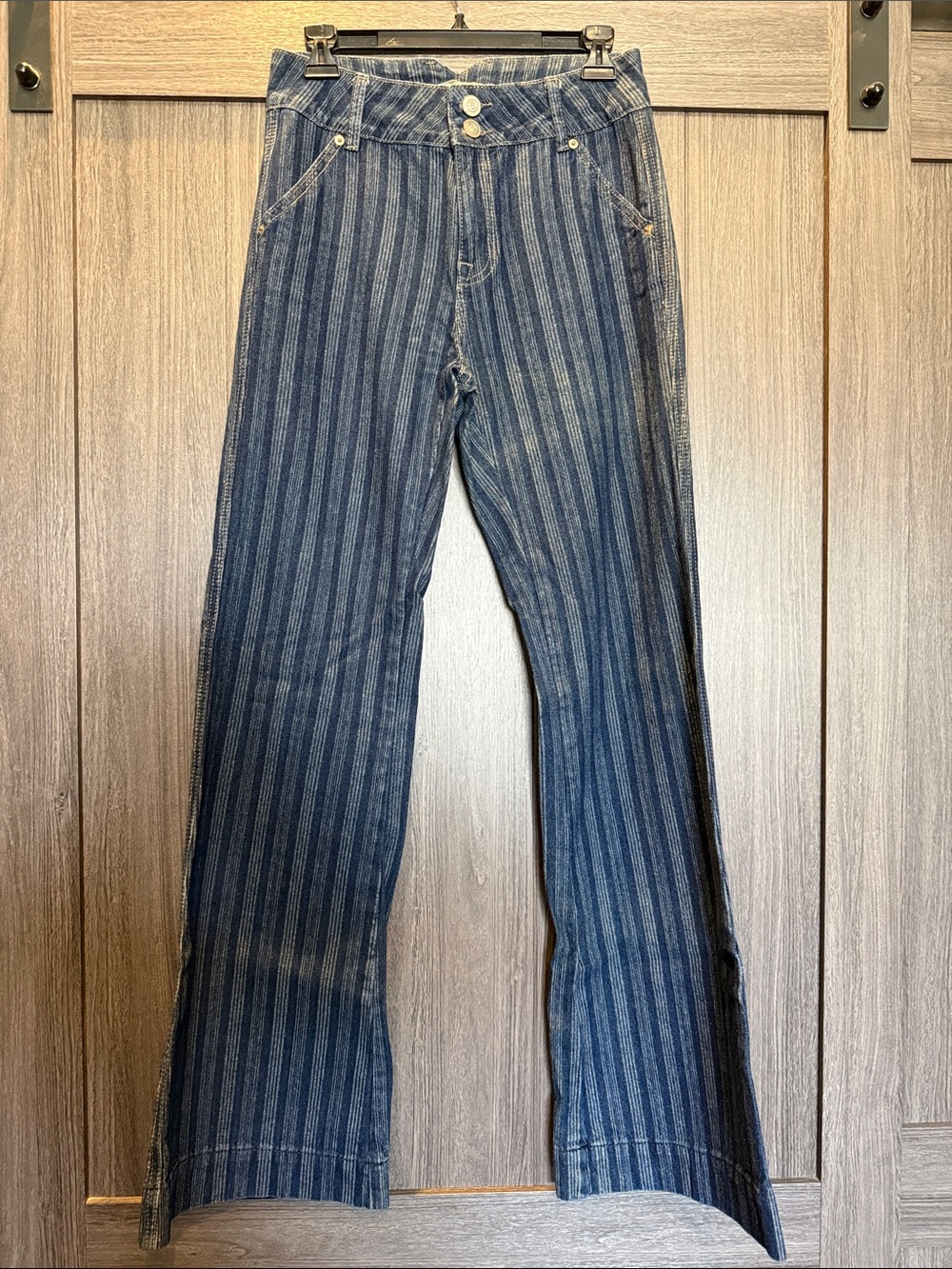Rock & Roll Cowgirl Blue Striped Flare Jeans